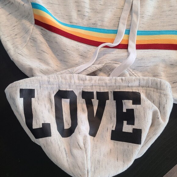 Reflex Gray Hoodie Sweatshirt Multicolor Stripe Love Graphic XL - Picture 7 of 7